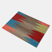 Contemporary Dusty Blue Gray Striped  ドアマット (アングル)