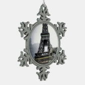 Contemporary Eiffel tower スノーフレークピューターオーナメント (左)