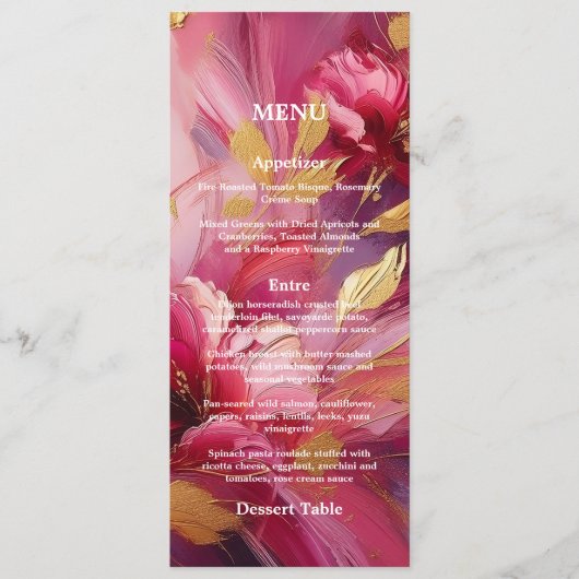 Contemporary Elegance:  Fuchsia Pink Gold Menu メニュー (正面)