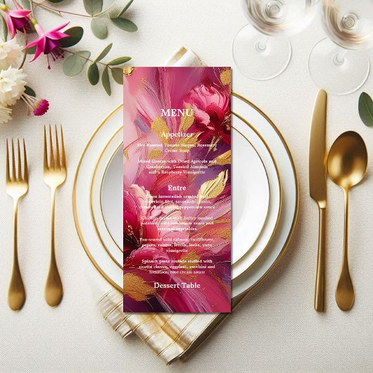 Contemporary Elegance:  Fuchsia Pink Gold Menu メニュー