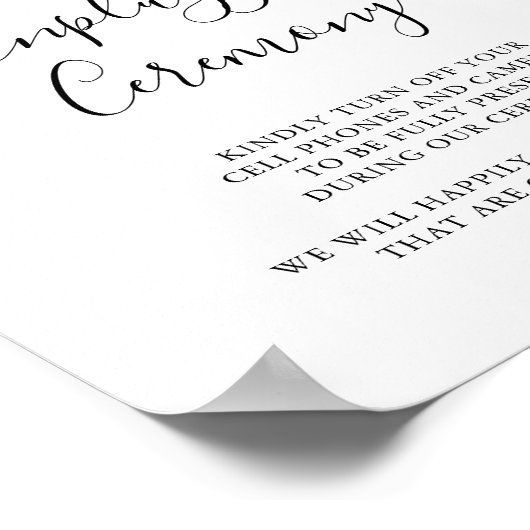 Contemporary Eucalyptus Unplugged Ceremony Sign ポスター (角)