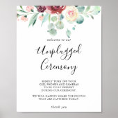 Contemporary Eucalyptus Unplugged Ceremony Sign ポスター (正面)