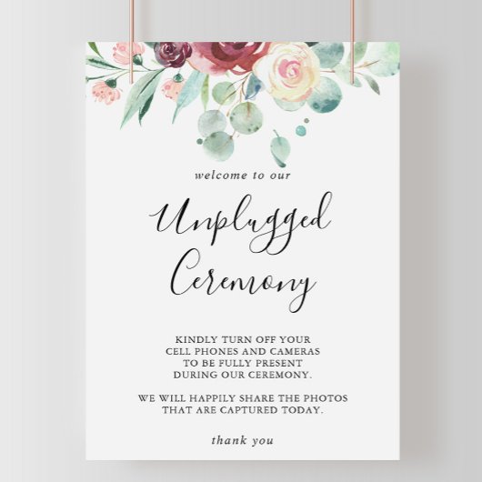 Contemporary Eucalyptus Unplugged Ceremony Sign ポスター