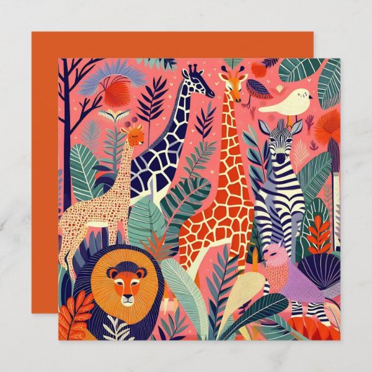 Contemporary exotic animals and birds 1 pink カード (正面/裏面)