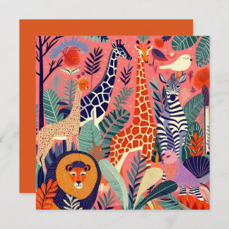 Contemporary exotic animals and birds 1 pink カード