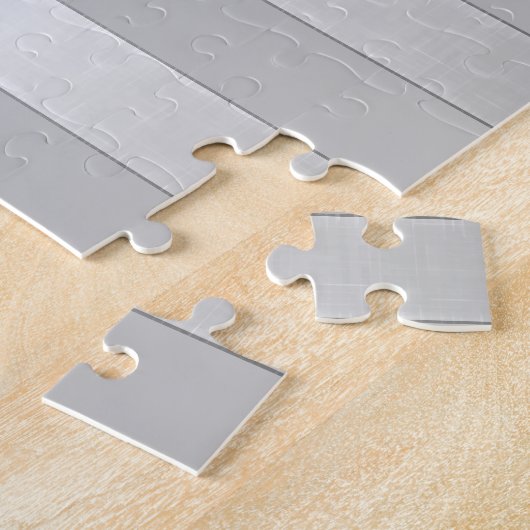 Contemporary Faux Silver Ombre Stripes & Grey ジグソーパズル (側面)