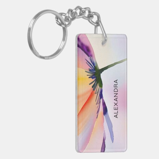 Contemporary Floral Optional Custom Name キーホルダー (正面左)