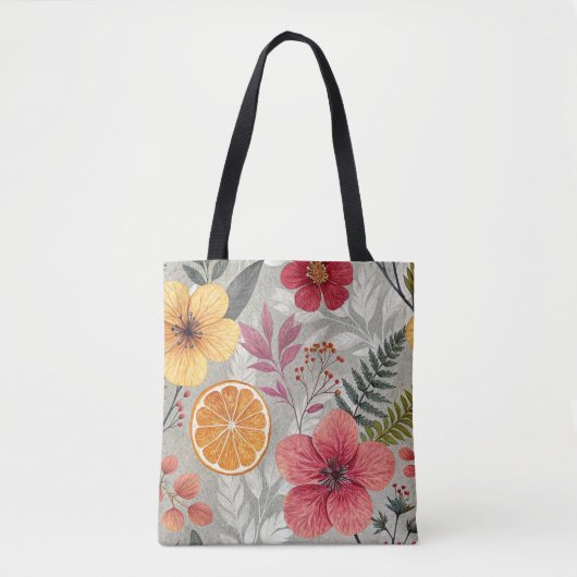 “Contemporary Floral Reusable Bag” トートバッグ (正面)