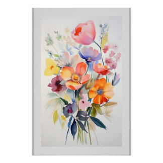 Contemporary Floral Wall Decor Art # 1 ポスター