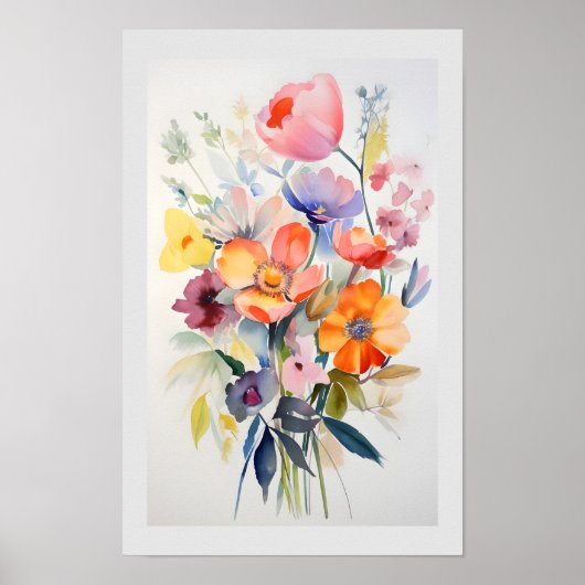 Contemporary Floral Wall Decor Art # 1 ポスター (正面)
