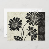 Contemporary Florals in Black and White ポストカード (正面/裏面)