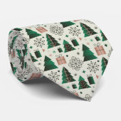 Contemporary Geometric Christmas Pattern ネクタイ (ロール)