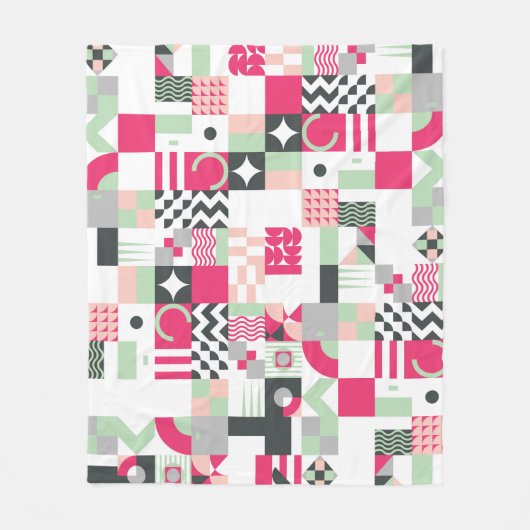 Contemporary geometric mosaic seamless pattern wit フリースブランケット (正面)