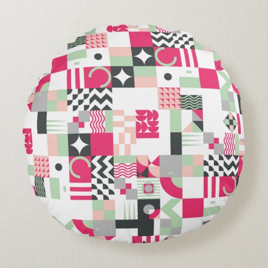 Contemporary geometric mosaic seamless pattern wit ラウンドクッション (正面)