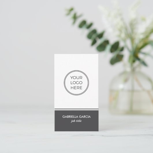 Contemporary Gray QR Code Logo Business Card 名刺 (スタンド正面)