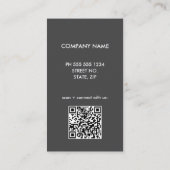 Contemporary Gray QR Code Logo Business Card 名刺 (裏面)