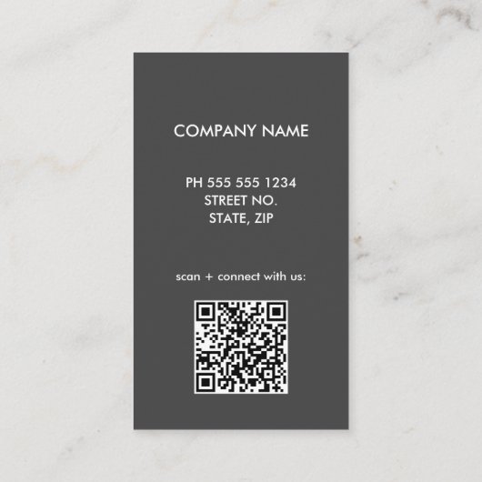Contemporary Gray QR Code Logo Business Card 名刺 (裏面)