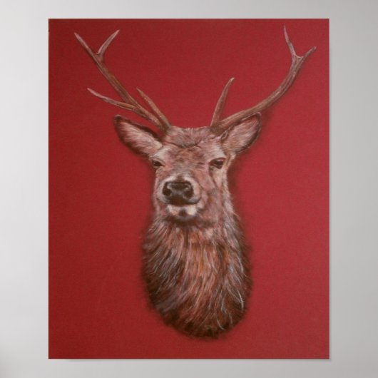 Contemporary Highland Red Deer Stag Poster ポスター (正面)