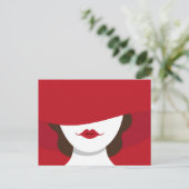 Contemporary Lady in Red Hat Postcard ポストカード (スタンド正面)