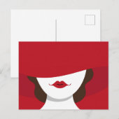 Contemporary Lady in Red Hat Postcard ポストカード (正面/裏面)