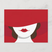 Contemporary Lady in Red Hat Postcard ポストカード (正面)
