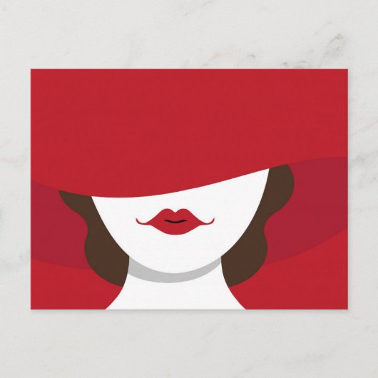 Contemporary Lady in Red Hat Postcard ポストカード (正面)