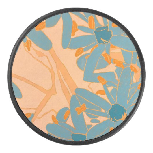 Contemporary Leaf Design in Peach アイスホッケーパック (正面)