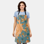 Contemporary Leaf Design in Peach  エプロン (着用した状態)