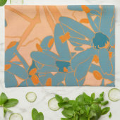 Contemporary Leaf Design in Peach  キッチンタオル (折り畳み)