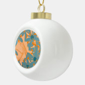 Contemporary Leaf Design in Peach セラミックボールオーナメント (右)