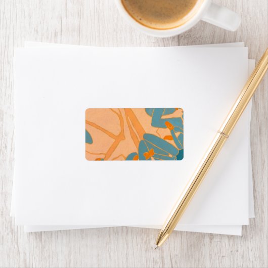 Contemporary Leaf Design in Peach  ラベル (インサイチュ)