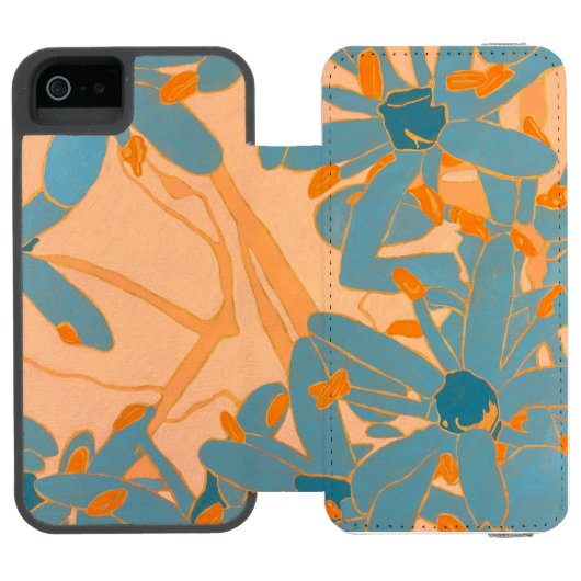 Contemporary Leaf Design in Peach Incipio iPhoneウォレットケース (フォリオ Open)