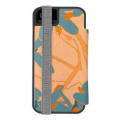 Contemporary Leaf Design in Peach Incipio iPhoneウォレットケース (フォリオ裏面)