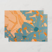 Contemporary Leaf Design Peach サンキューカード (正面/裏面)