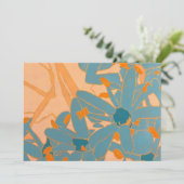 Contemporary Leaf Design Peach サンキューカード (スタンド正面)