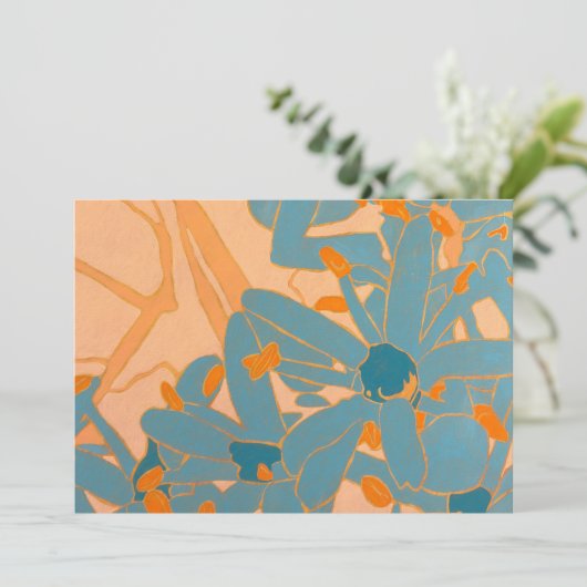 Contemporary Leaf Design Peach サンキューカード (スタンド正面)