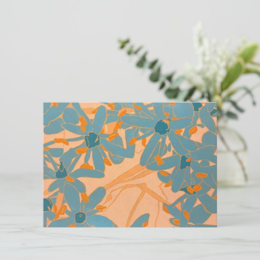 Contemporary Leaf Design Peach サンキューカード (スタンド正面)