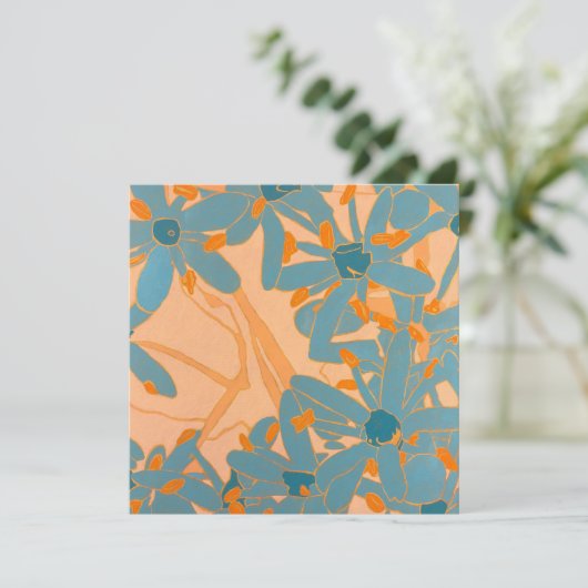 Contemporary Leaf Design Peach サンキューカード (スタンド正面)