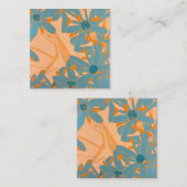 Contemporary Leaf Design Peach ノートカード (正面/裏面)