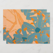 Contemporary Leaf Design Peach ノートカード (正面/裏面)