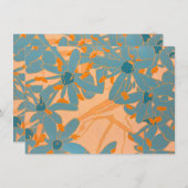 Contemporary Leaf Design Peach ノートカード (正面/裏面)