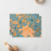 Contemporary Leaf Design Peach ノートカード (正面/裏面インサイチュ)