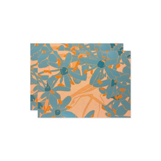 Contemporary Leaf Design Peach ノートカード (正面/裏面インサイチュ)