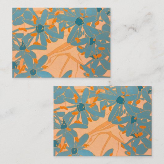 Contemporary Leaf Design Peach ノートカード (正面/裏面)