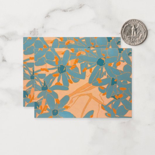 Contemporary Leaf Design Peach ノートカード (正面/裏面インサイチュ)