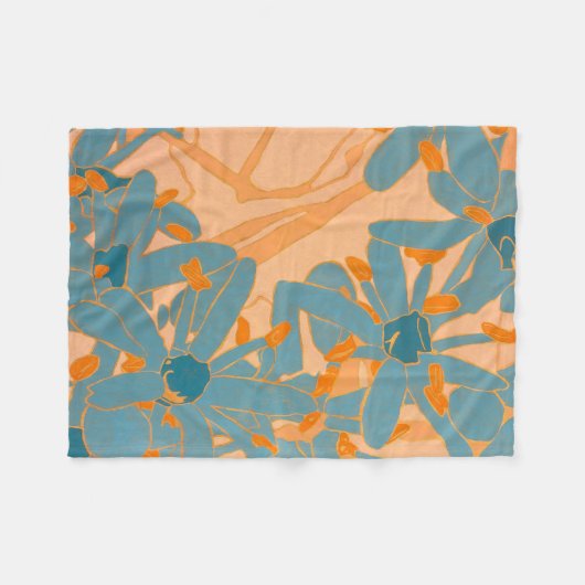 Contemporary Leaf Design Peach フリースブランケット (正面(横))