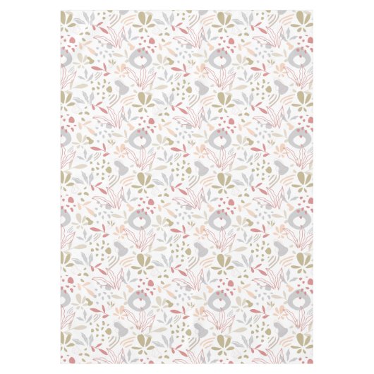 Contemporary Leaves Grey, Brown, Rust テーブルクロス (正面)