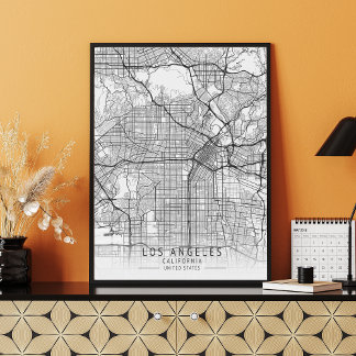 Contemporary Los Angeles California Street Map ポスター