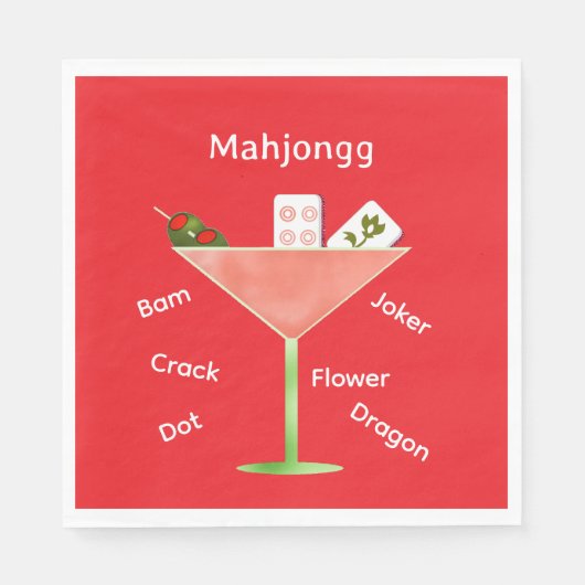 Contemporary Mahjong Martini Paper Napkin スタンダードランチョンナプキン (正面)