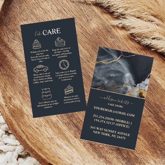 Contemporary Marble Gold Aesthetic Cake Care  名刺